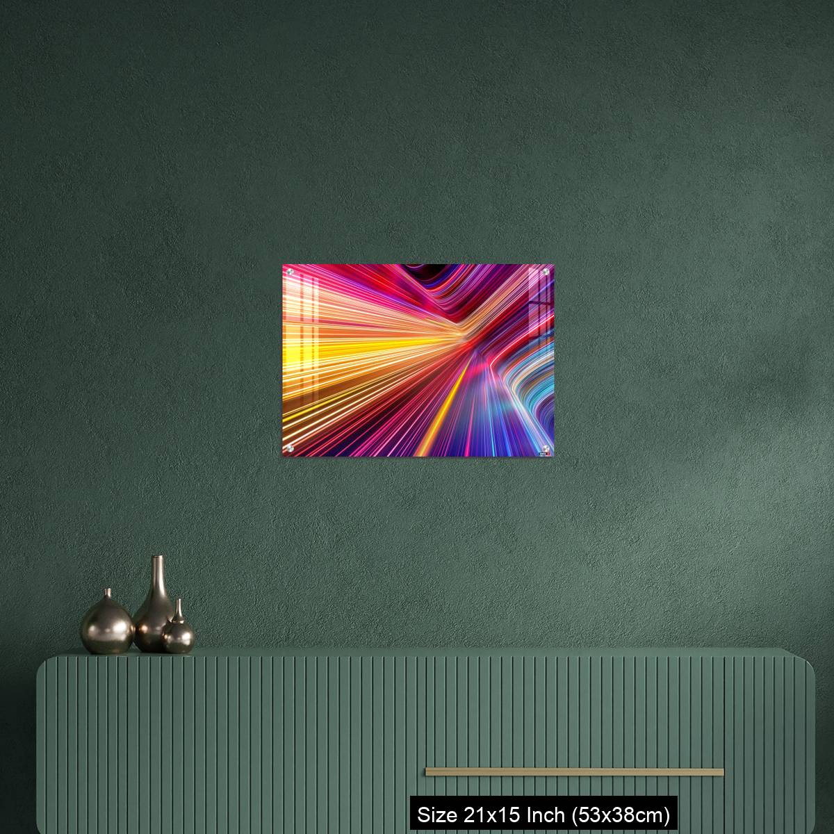 OMGs Acrylic Wall Decor – Bright pink yellow neon rays and glowing lines. - Image 16