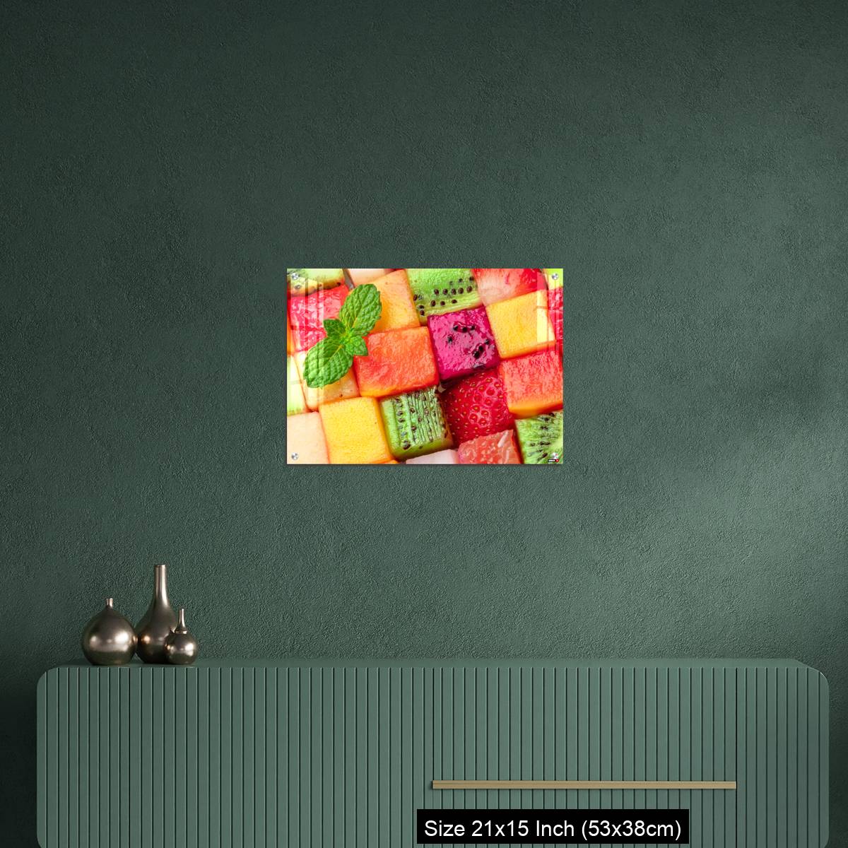 OMGs Acrylic Wall Decor – Fruit puzzle. Colorful food background or pattern arranged of different fruit cubes. Dietary concept. - Image 16