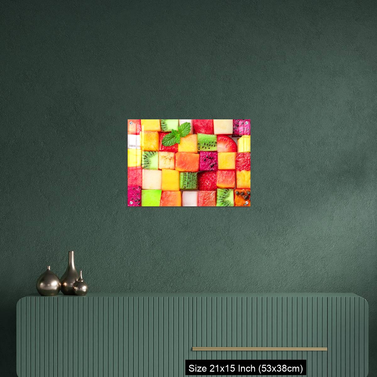 OMGs Acrylic Wall Decor – Fruit puzzle. Colorful food background or pattern arranged of different fruit cubes. - Image 16