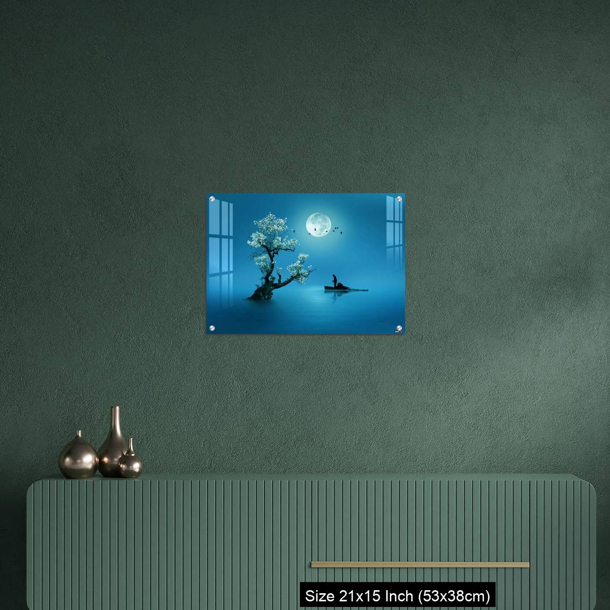 OMGs Acrylic Wall Decor – Moon shines beautifully on the dream country lighting up the fisherman - Image 16