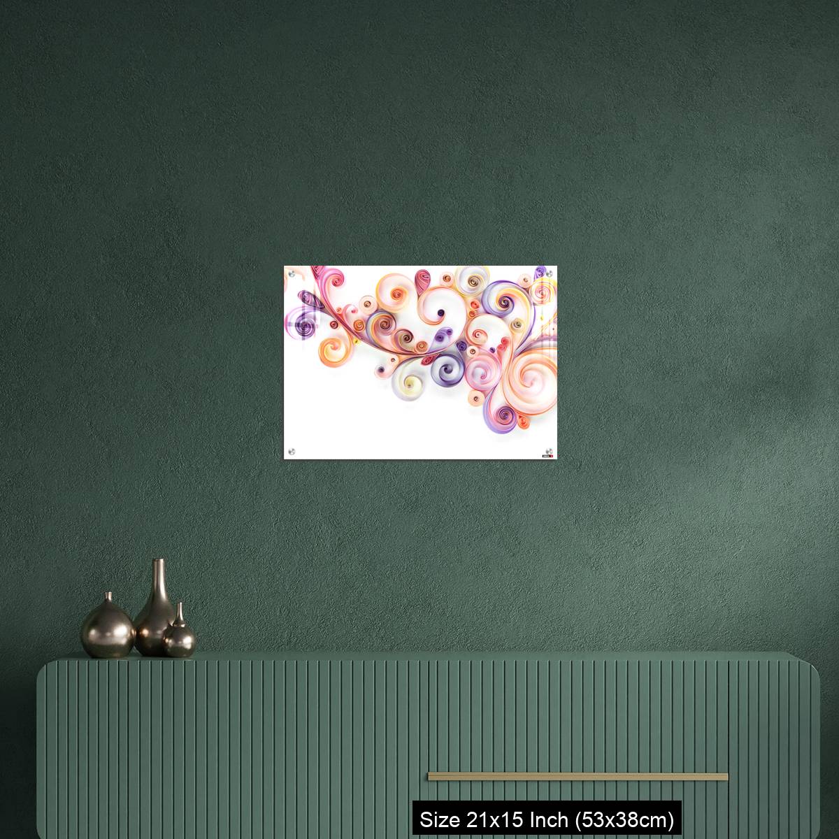 OMGs Acrylic Wall Decor – Quilling paper curls and rolls banner in an abstract  panel with copy space. - Image 16