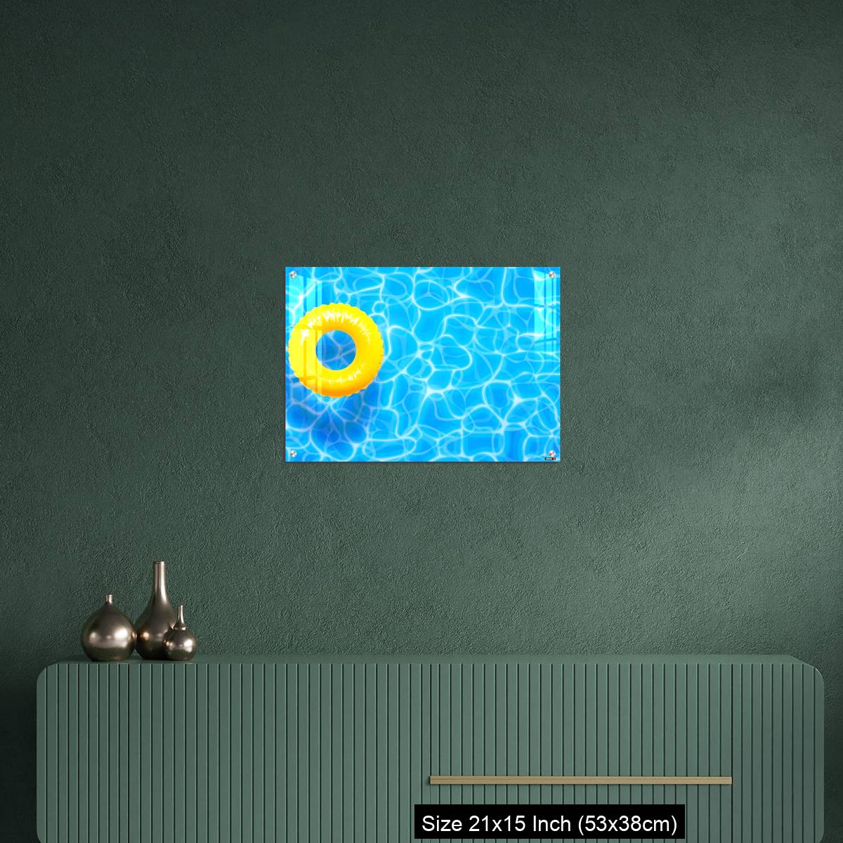 OMGs Acrylic Wall Decor – Water pool summer background with yellow pool float ring. - Image 16