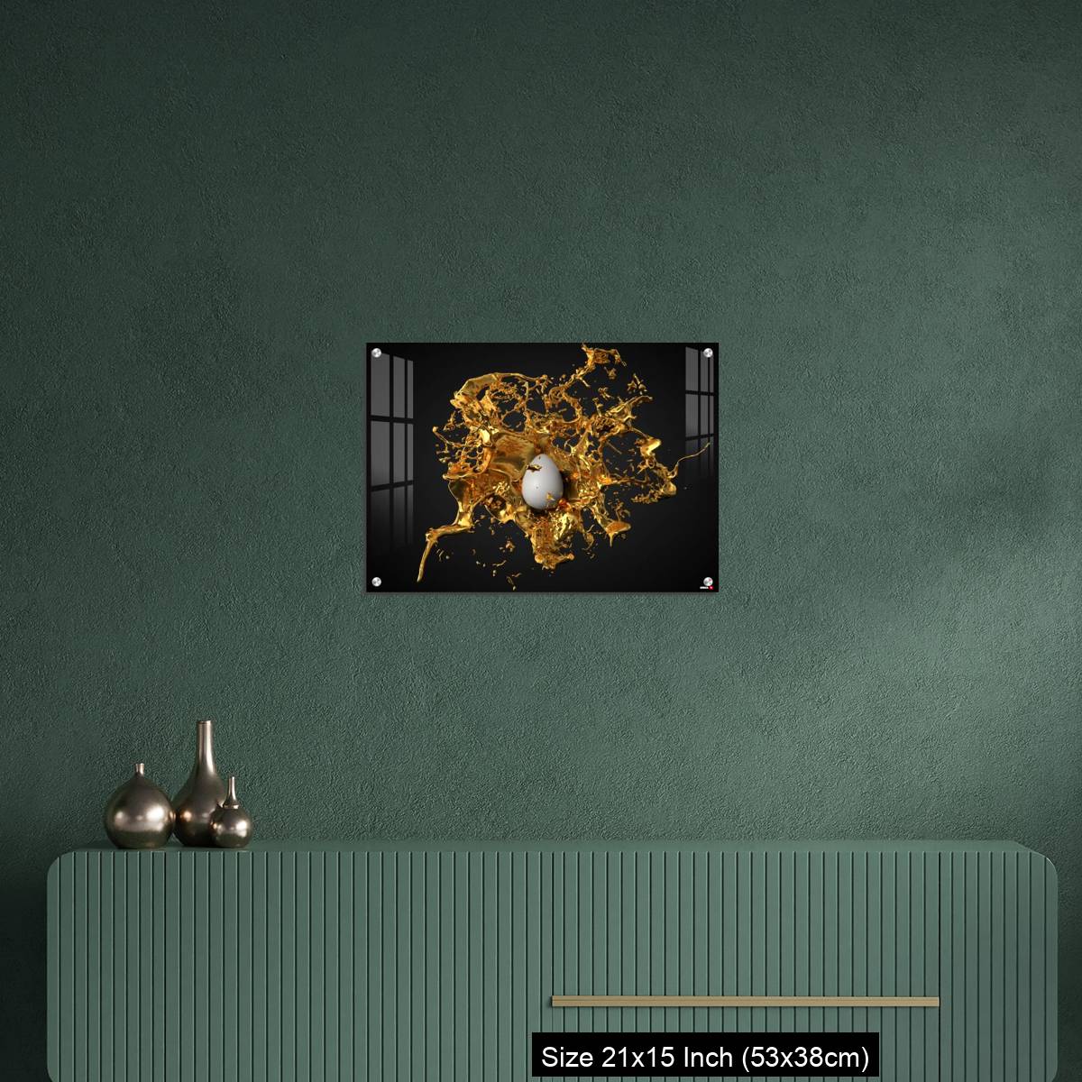 OMGs Acrylic Wall Decor – golden paint splash over a white easter egg. - Image 16