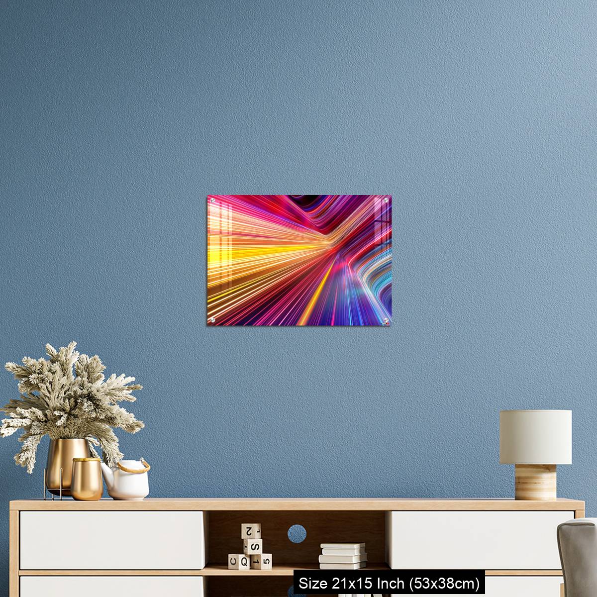 OMGs Acrylic Wall Decor – Bright pink yellow neon rays and glowing lines. - Image 17