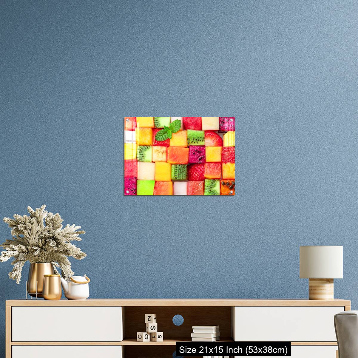 OMGs Acrylic Wall Decor – Fruit puzzle. Colorful food background or pattern arranged of different fruit cubes. - Image 17