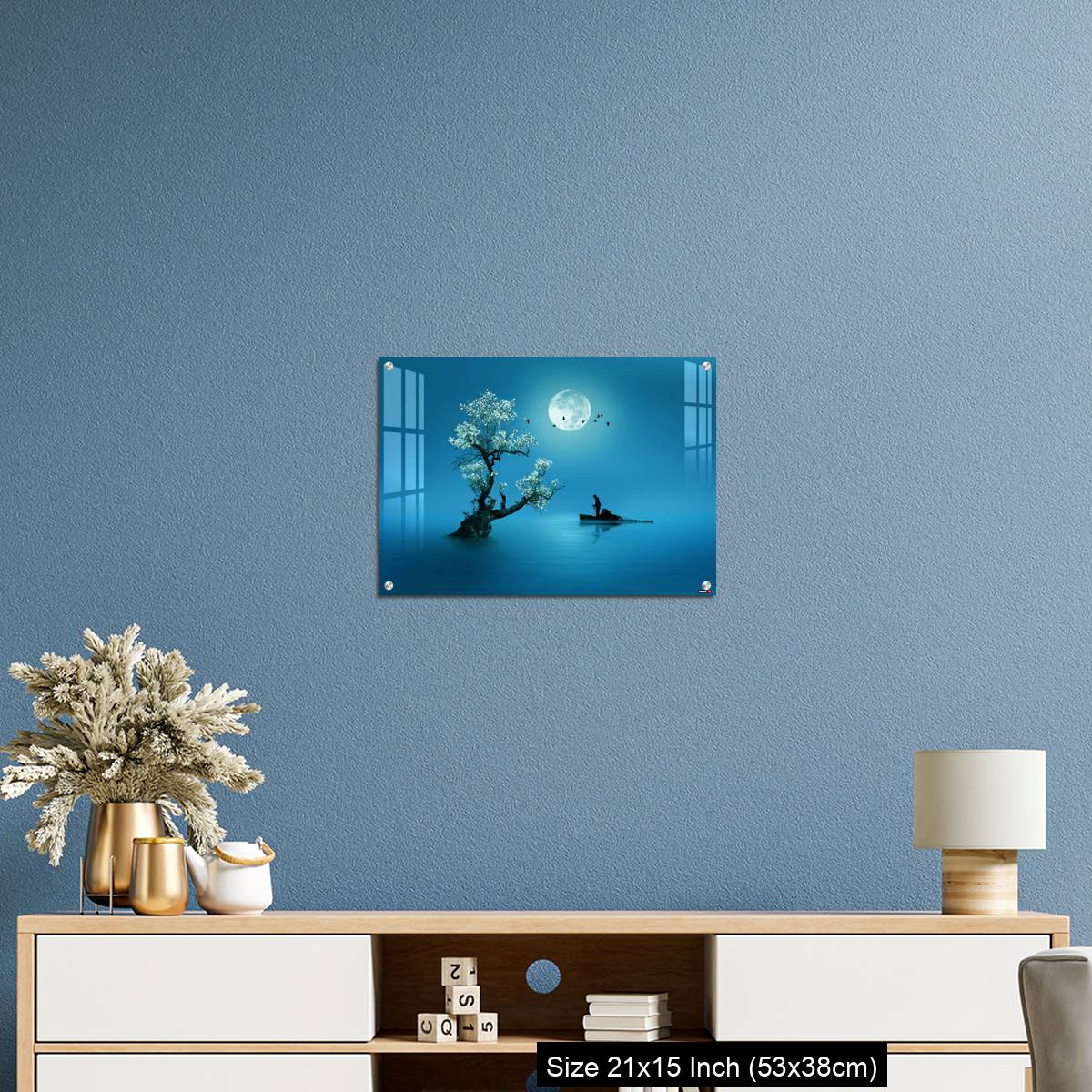 OMGs Acrylic Wall Decor – Moon shines beautifully on the dream country lighting up the fisherman - Image 17