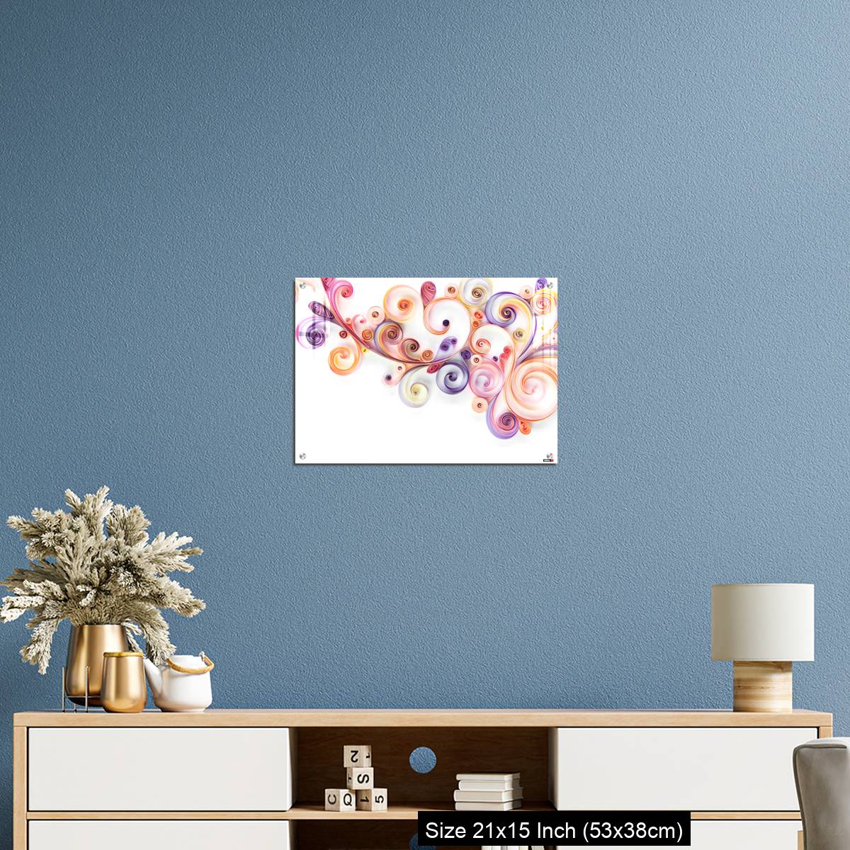 OMGs Acrylic Wall Decor – Quilling paper curls and rolls banner in an abstract  panel with copy space. - Image 17