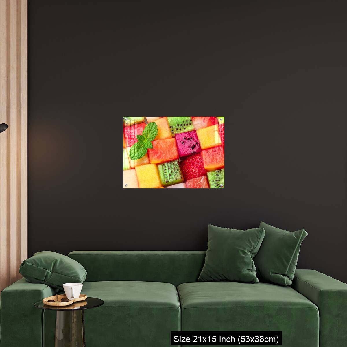 OMGs Acrylic Wall Decor – Fruit puzzle. Colorful food background or pattern arranged of different fruit cubes. Dietary concept. - Image 18