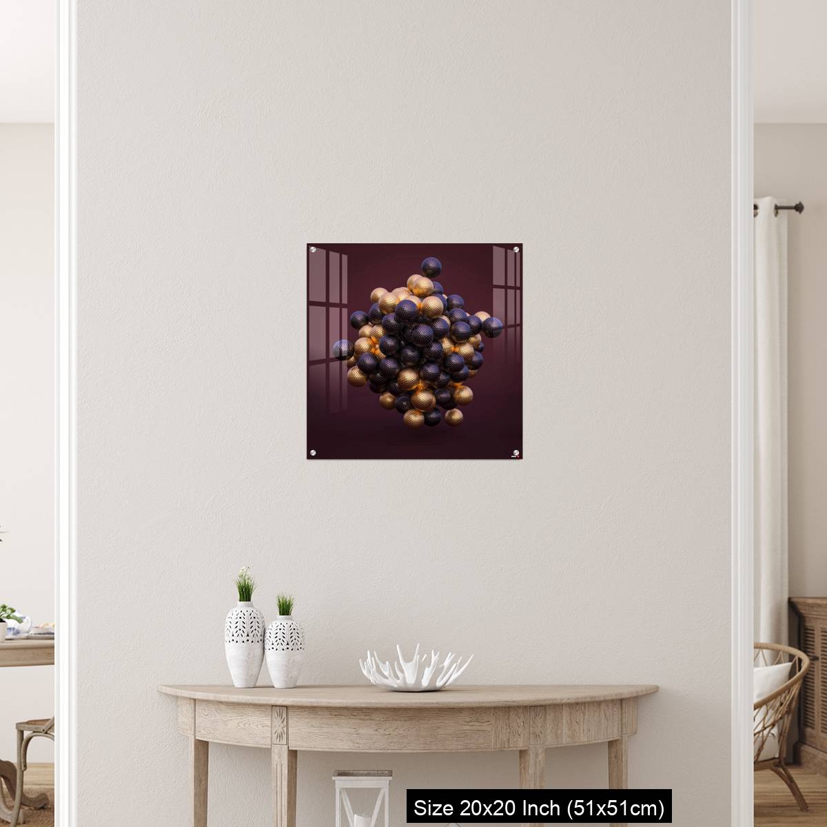 OMGs Acrylic Wall Decor – purple and gold golf balls on an amaranth background. - Image 19