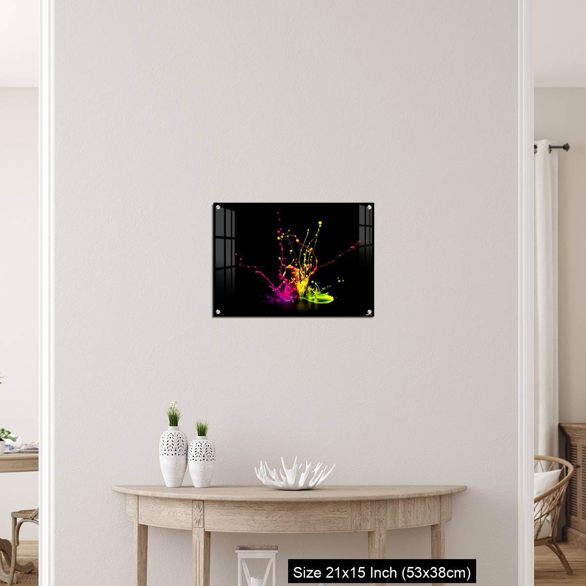 OMGs Acrylic Wall Decor – Colorful paint splashing on audio speaker isolated on black background - Image 19