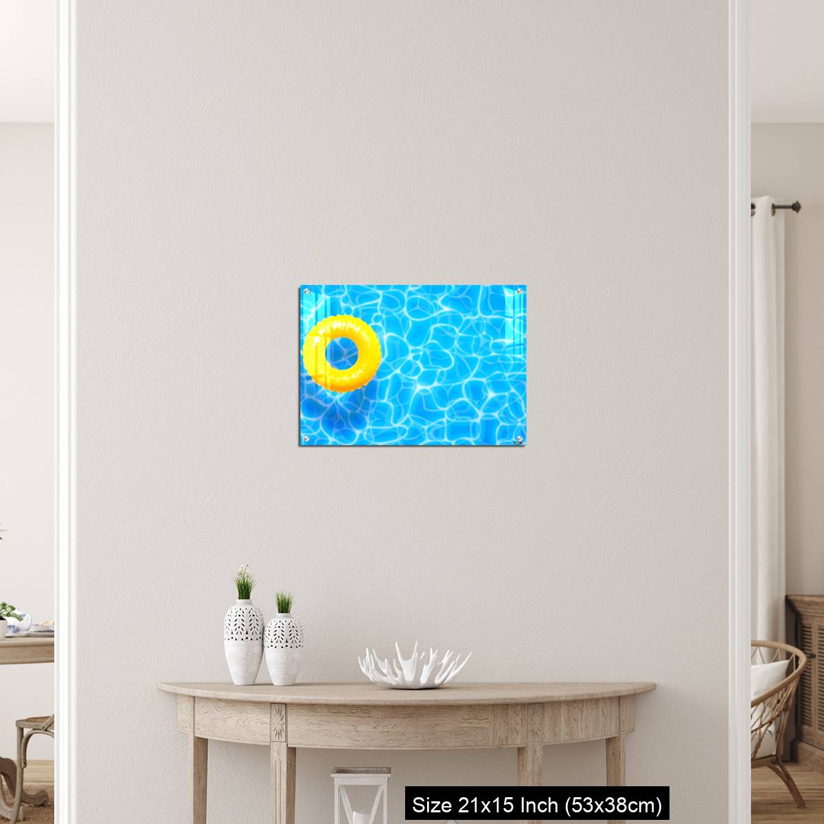 OMGs Acrylic Wall Decor – Water pool summer background with yellow pool float ring. - Image 19