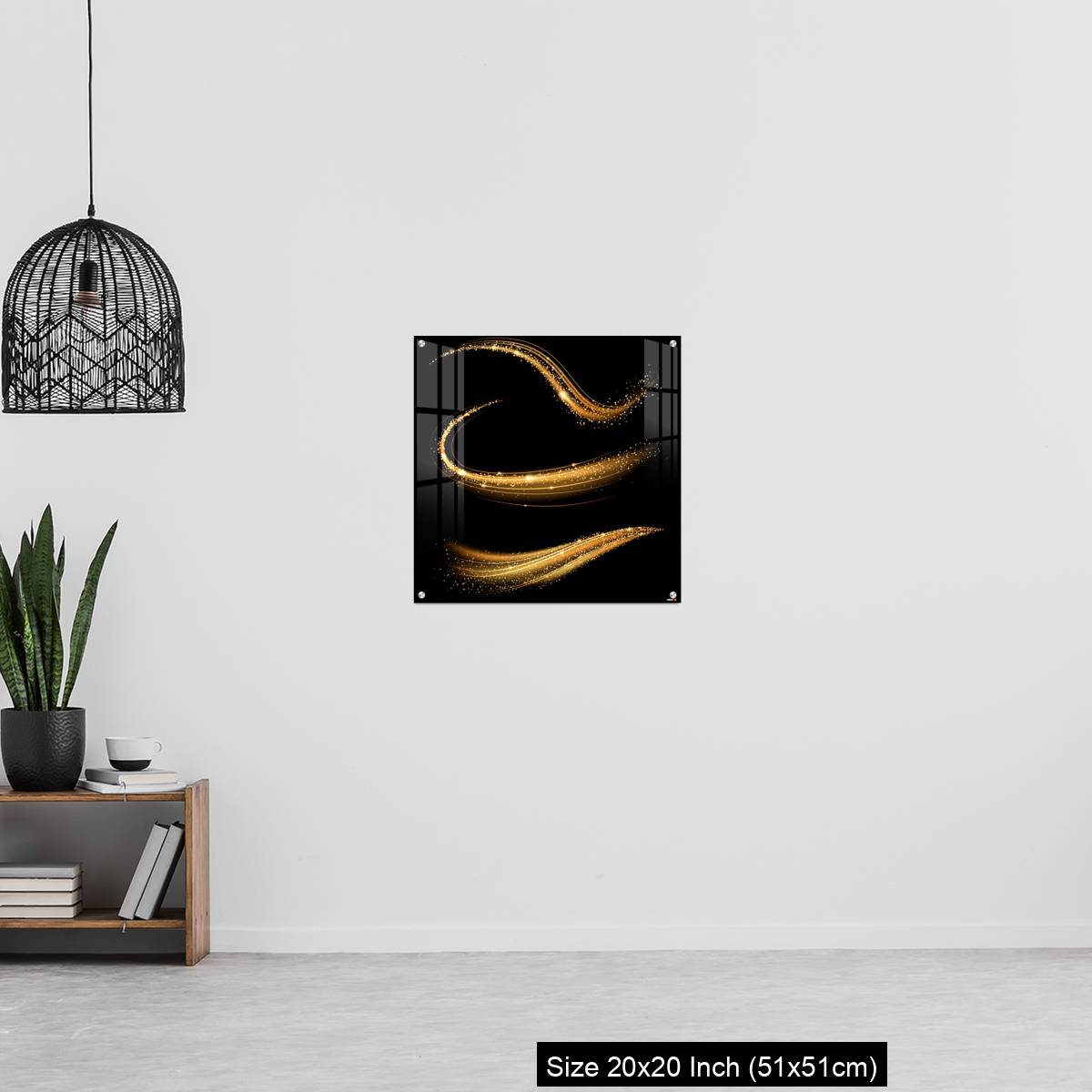 OMGs Acrylic Wall Decor – Golden shimmering waves with light effect isolated on black background. - Image 20