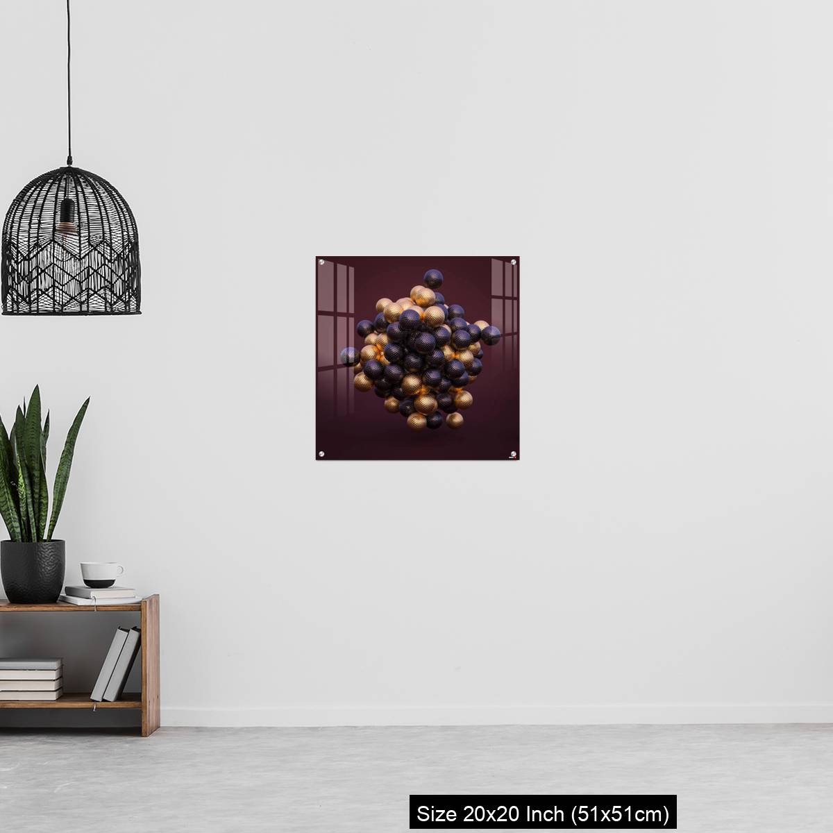 OMGs Acrylic Wall Decor – purple and gold golf balls on an amaranth background. - Image 20