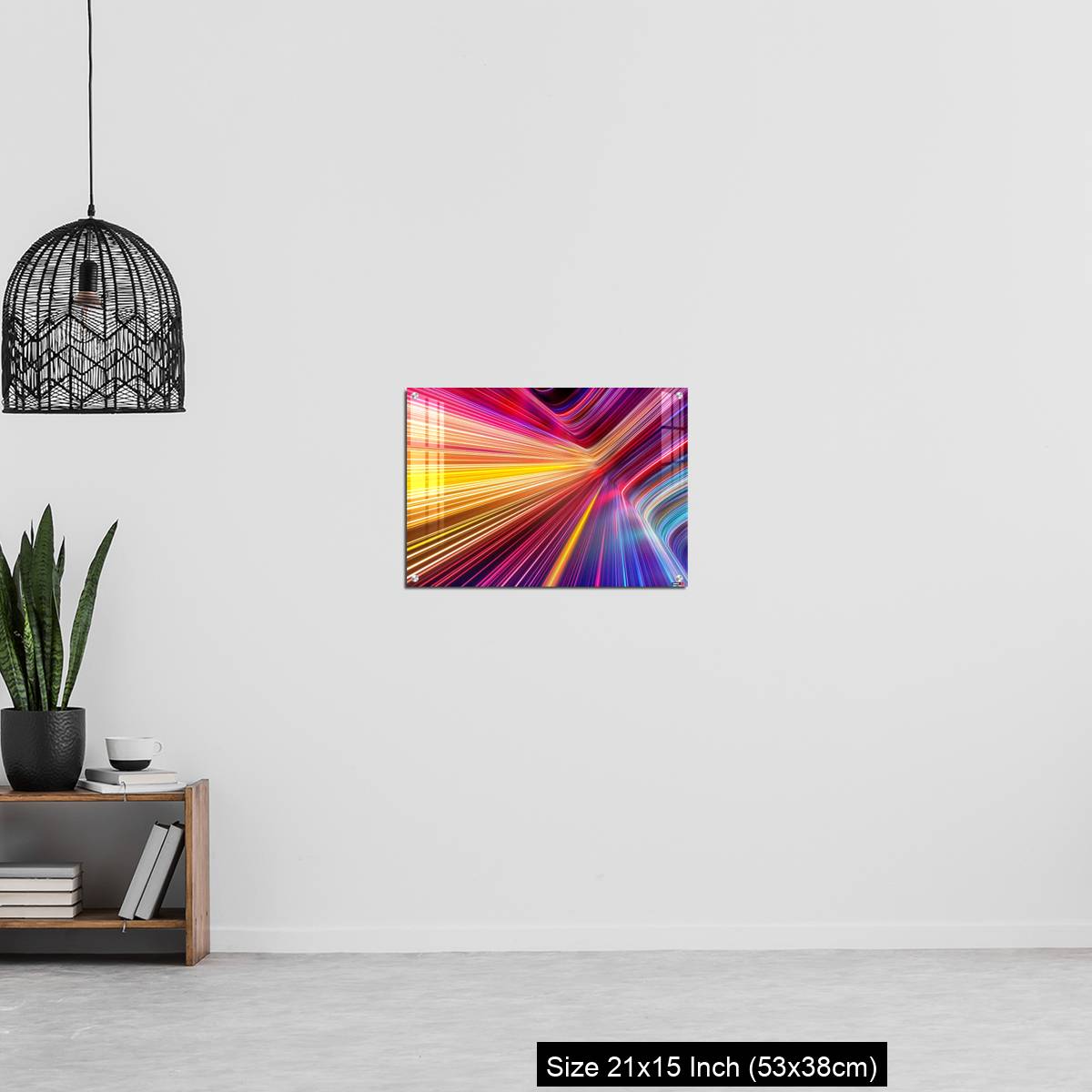 OMGs Acrylic Wall Decor – Bright pink yellow neon rays and glowing lines. - Image 20