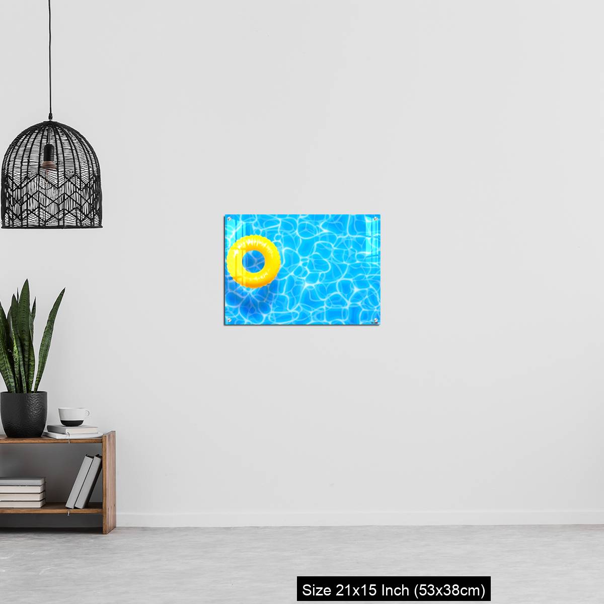 OMGs Acrylic Wall Decor – Water pool summer background with yellow pool float ring. - Image 20