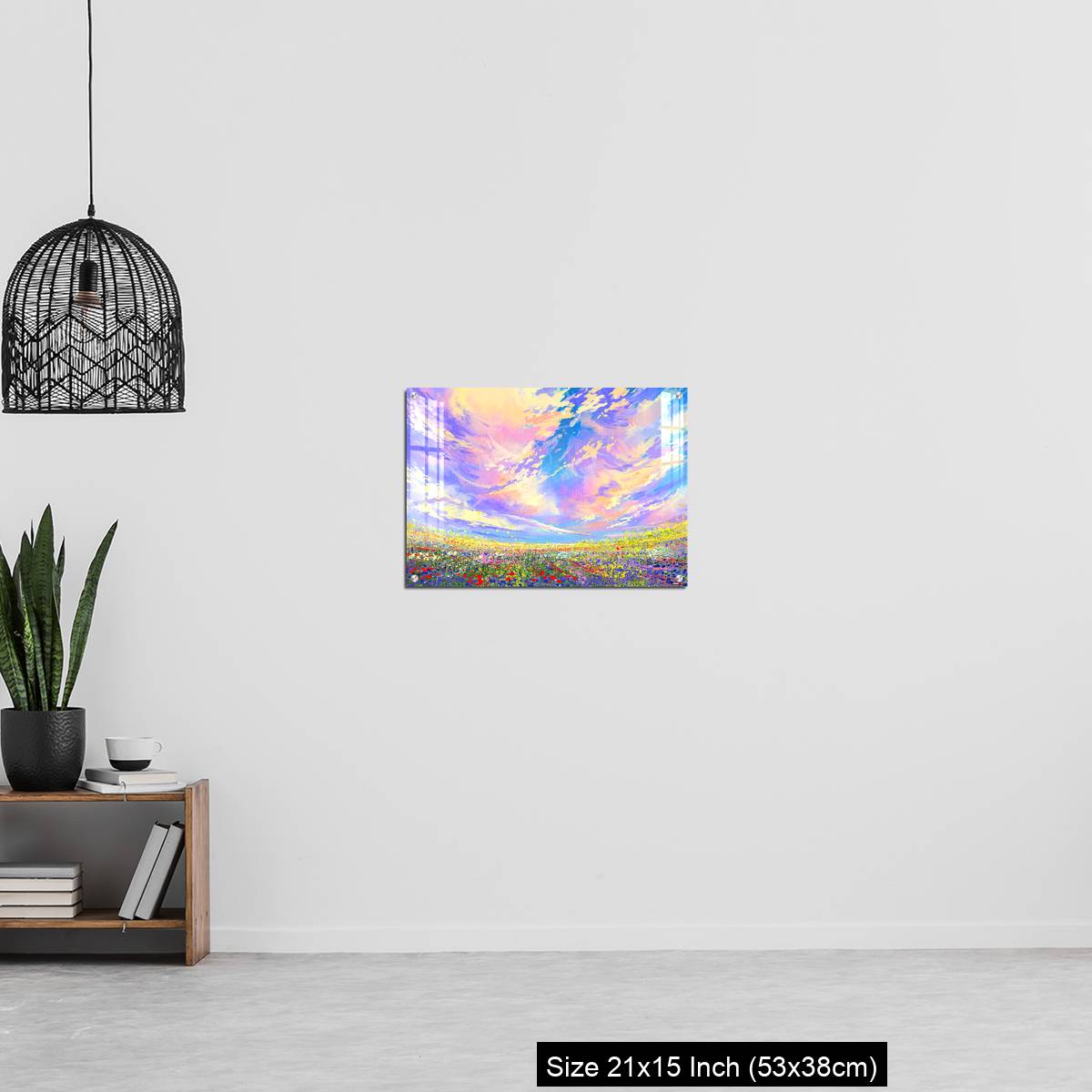 OMGs Acrylic Wall Decor – colorful flowers in field under beautiful clouds - Image 20