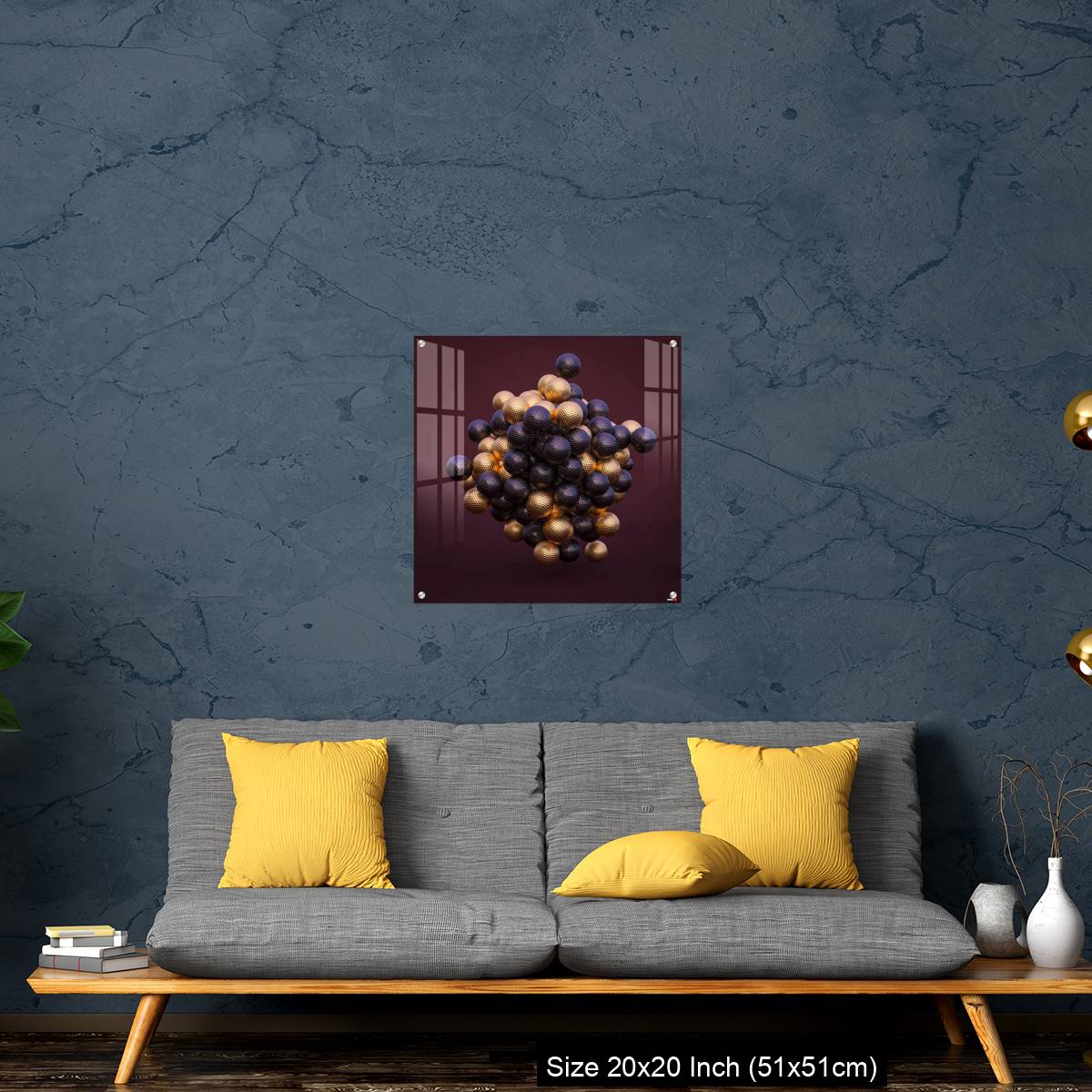 OMGs Acrylic Wall Decor – purple and gold golf balls on an amaranth background. - Image 21