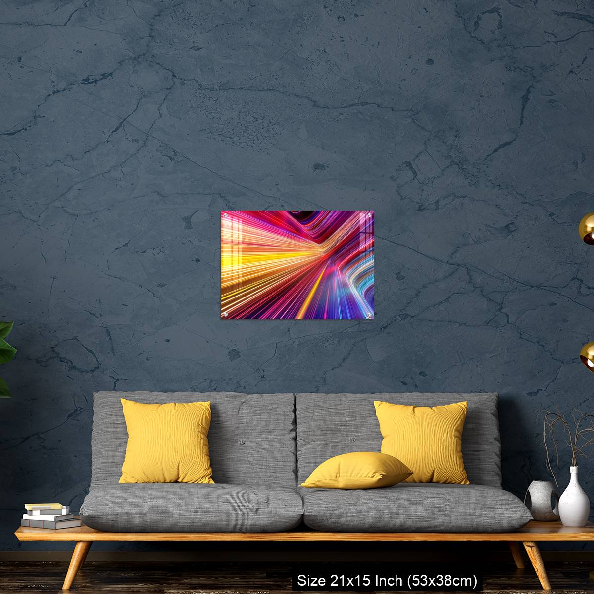 OMGs Acrylic Wall Decor – Bright pink yellow neon rays and glowing lines. - Image 21