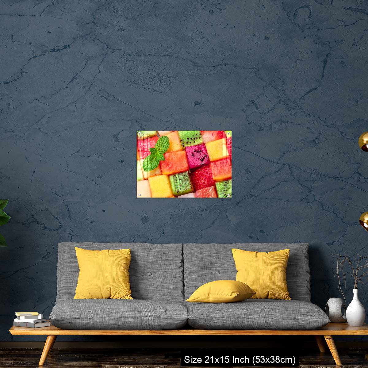 OMGs Acrylic Wall Decor – Fruit puzzle. Colorful food background or pattern arranged of different fruit cubes. Dietary concept. - Image 21