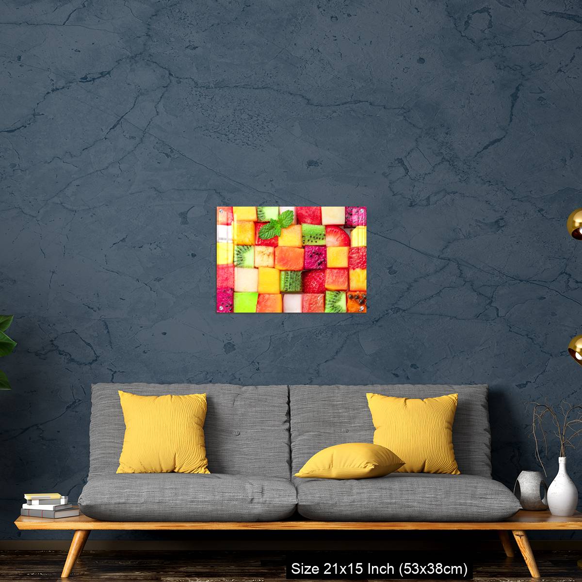 OMGs Acrylic Wall Decor – Fruit puzzle. Colorful food background or pattern arranged of different fruit cubes. - Image 21