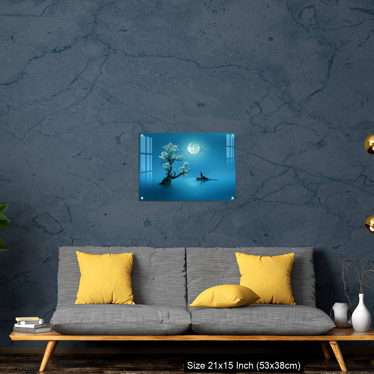 OMGs Acrylic Wall Decor – Moon shines beautifully on the dream country lighting up the fisherman - Image 21