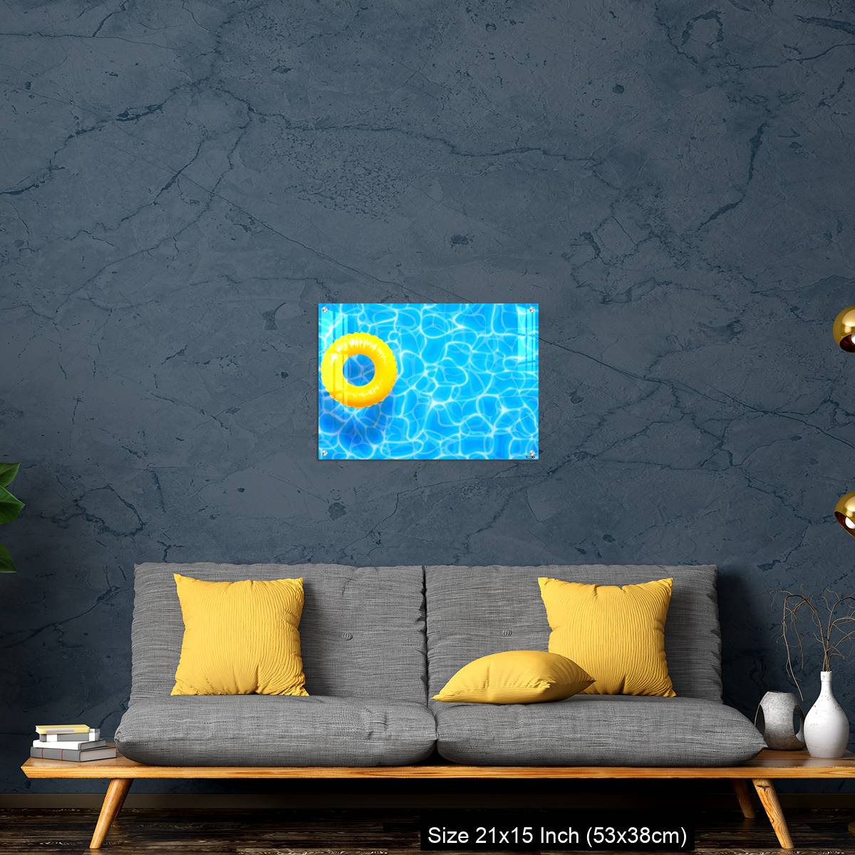OMGs Acrylic Wall Decor – Water pool summer background with yellow pool float ring. - Image 21
