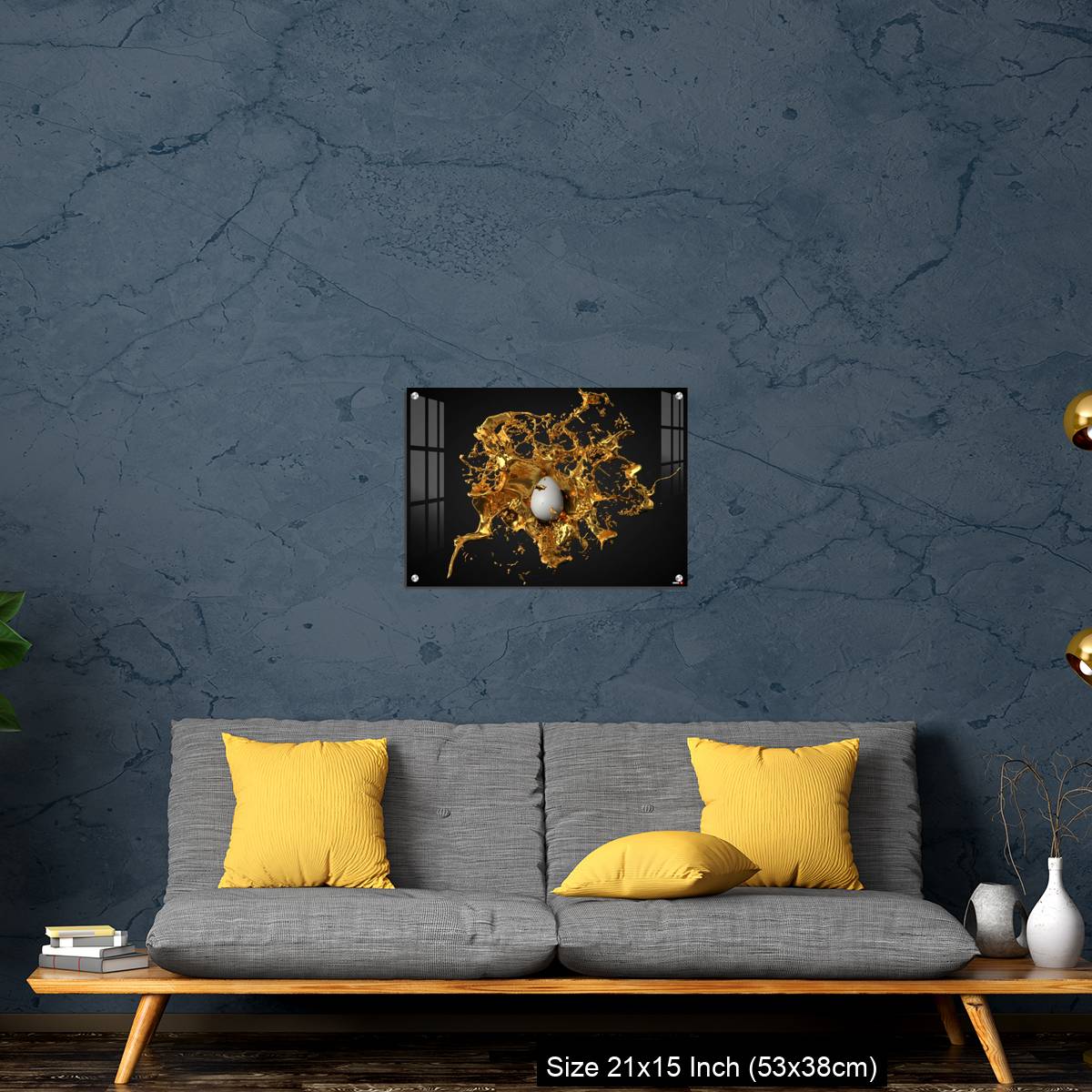 OMGs Acrylic Wall Decor – golden paint splash over a white easter egg. - Image 21