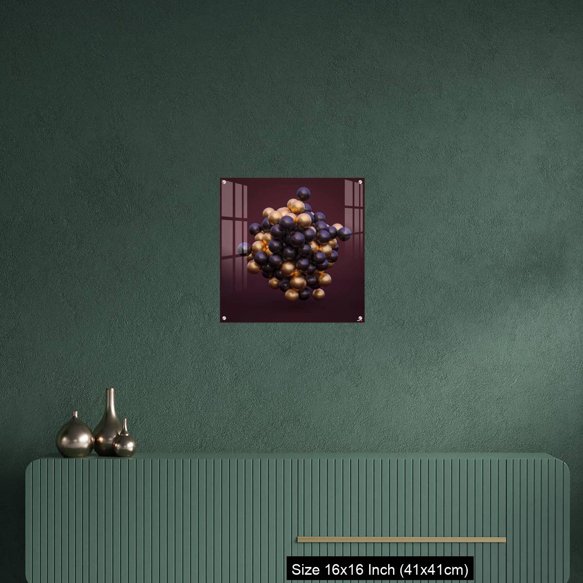 OMGs Acrylic Wall Decor – purple and gold golf balls on an amaranth background. - Image 23