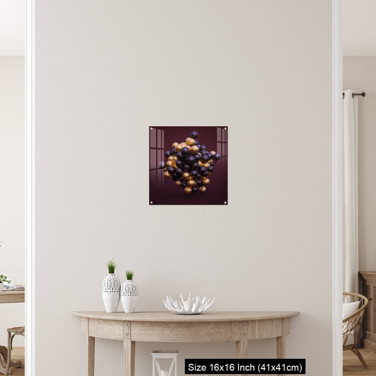OMGs Acrylic Wall Decor – purple and gold golf balls on an amaranth background. - Image 26