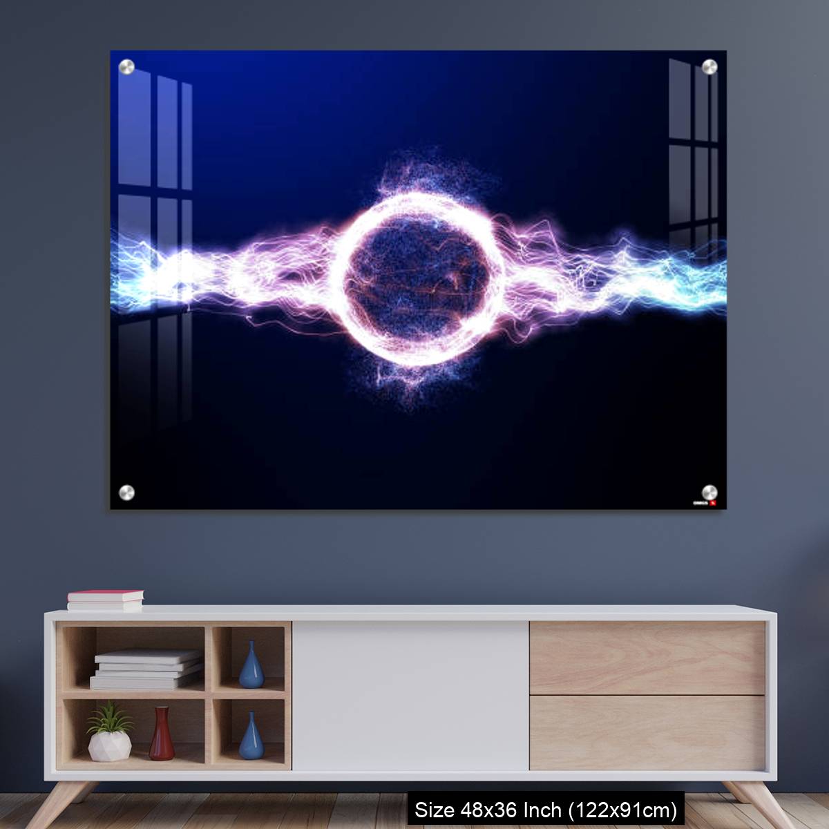 OMGs Acrylic Wall Decor – Global smart world thunder neon color light with ray light shining in space