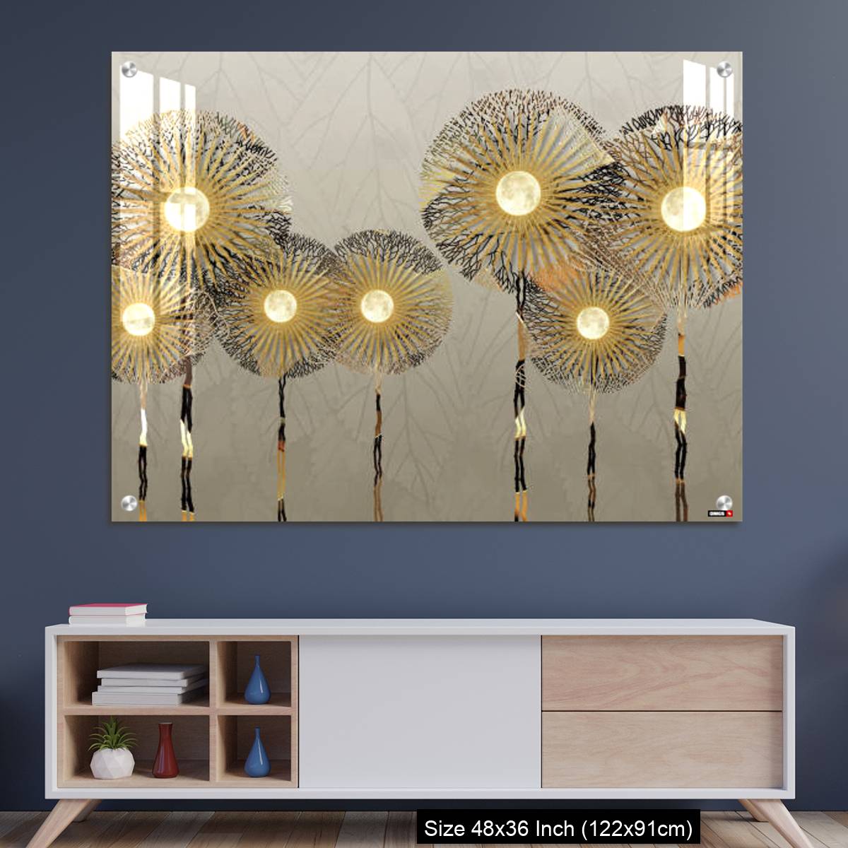 OMGs Acrylic Wall Decor – Golden silhouettes dandelion in light background