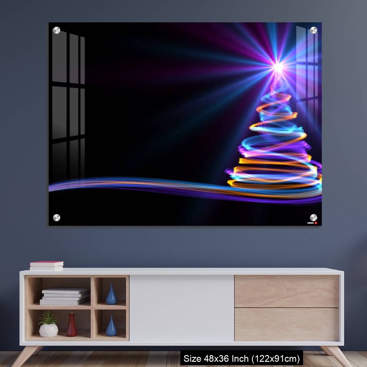 OMGs Acrylic Wall Decor – Christmas Tree From Yellow, Blue And Purple Neon Streaks