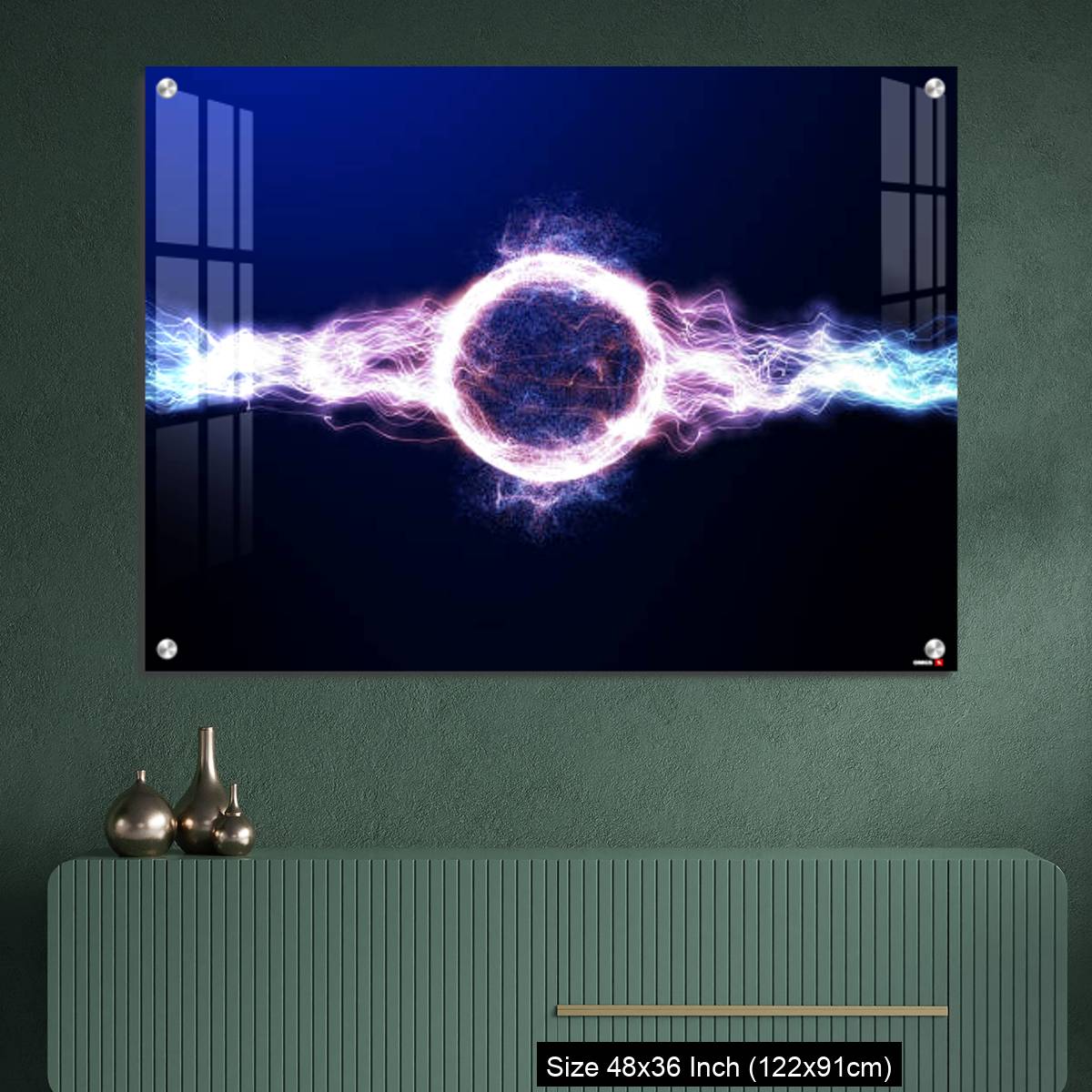 OMGs Acrylic Wall Decor – Global smart world thunder neon color light with ray light shining in space - Image 2