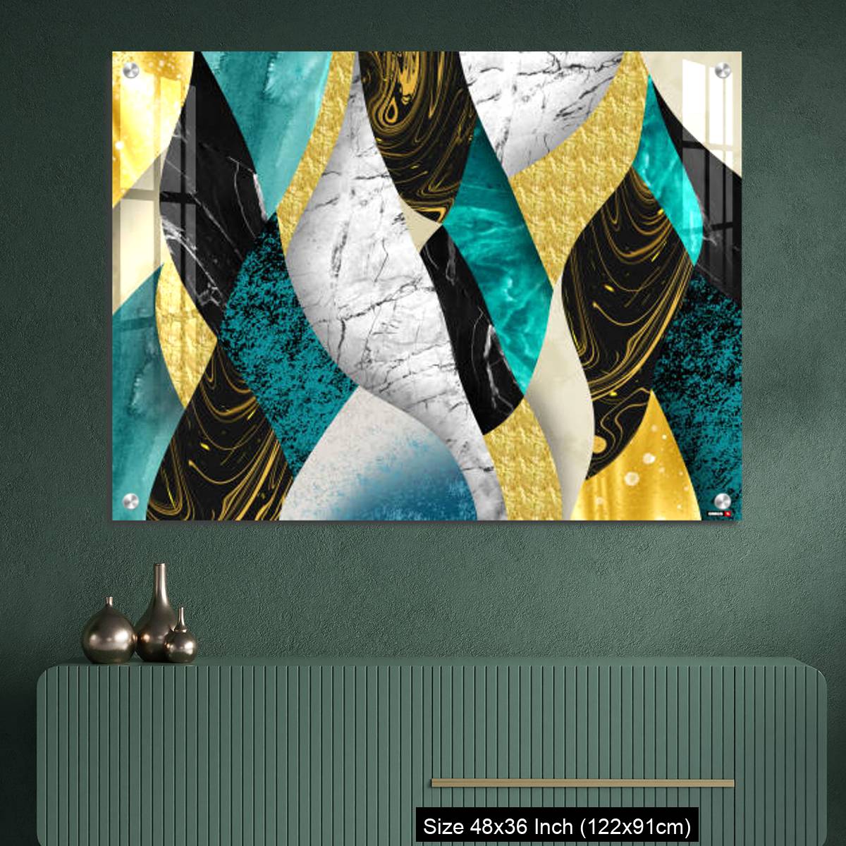 OMGs Acrylic Wall Decor – Golden, blue, turquoise, black, gray, white and gray marble background - Image 2