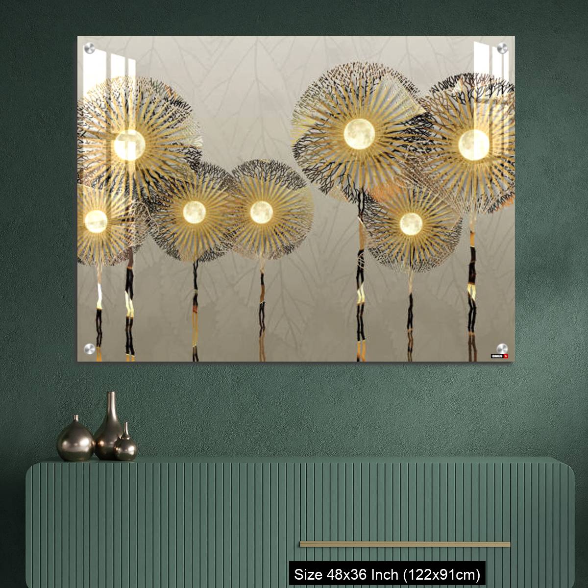 OMGs Acrylic Wall Decor – Golden silhouettes dandelion in light background - Image 2