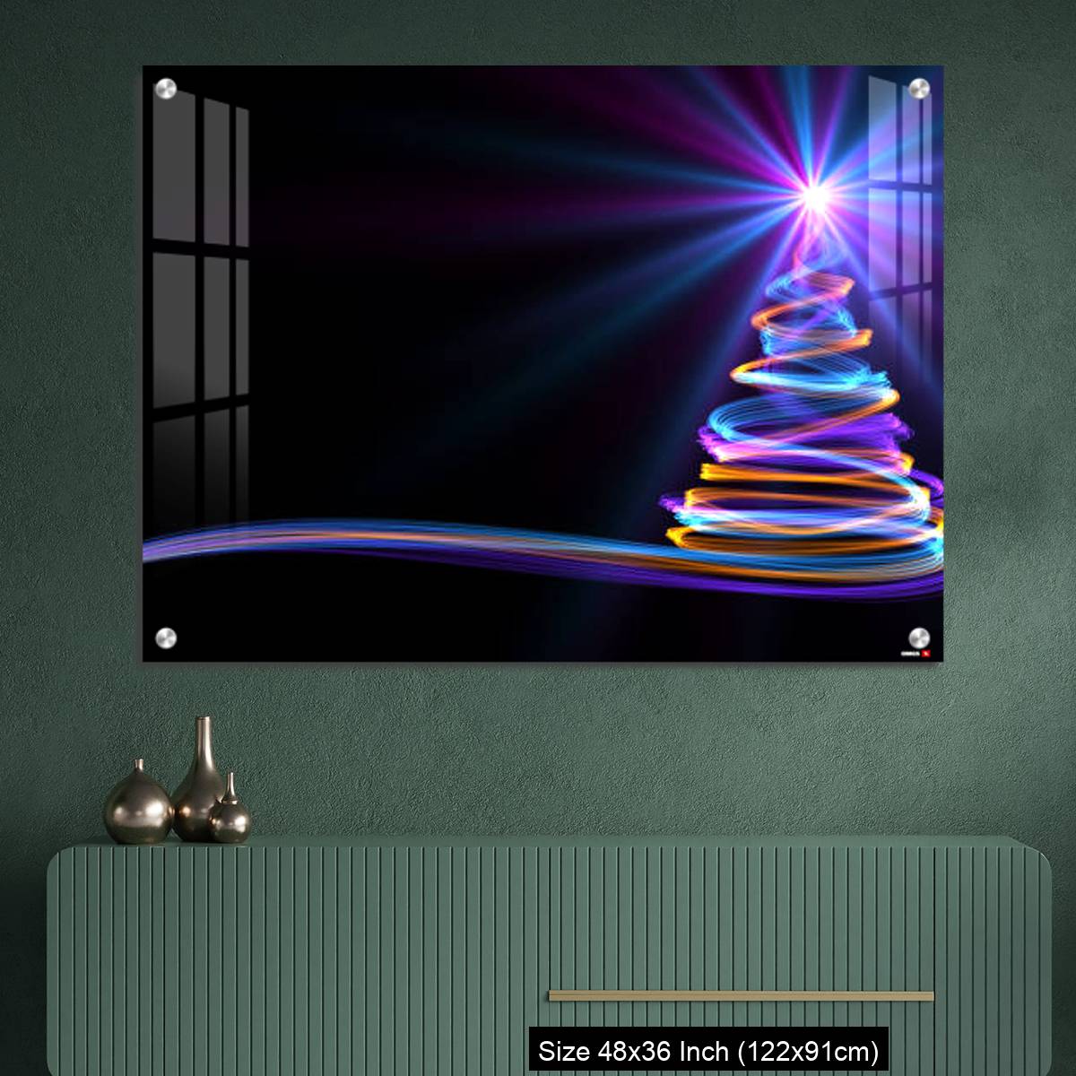 OMGs Acrylic Wall Decor – Christmas Tree From Yellow, Blue And Purple Neon Streaks - Image 2