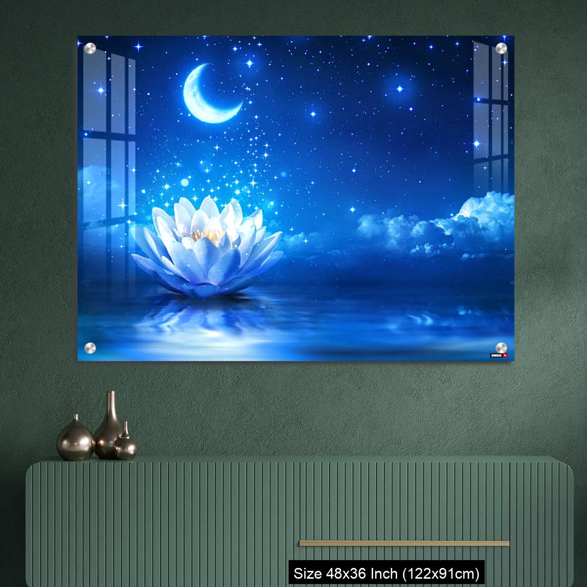 OMGs Acrylic Wall Decor – fairytale and magic blue background  - lily and moon - Image 2