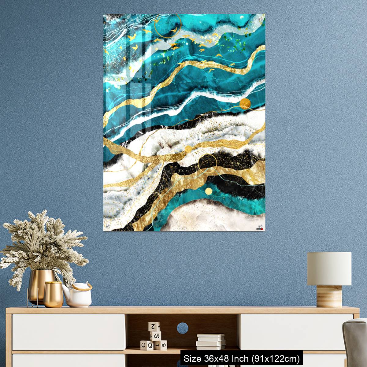 OMGs Acrylic Wall Decor – Resin geode and abstract art, functional art, like watercolor geode painting . golden and gray marble background - Image 3
