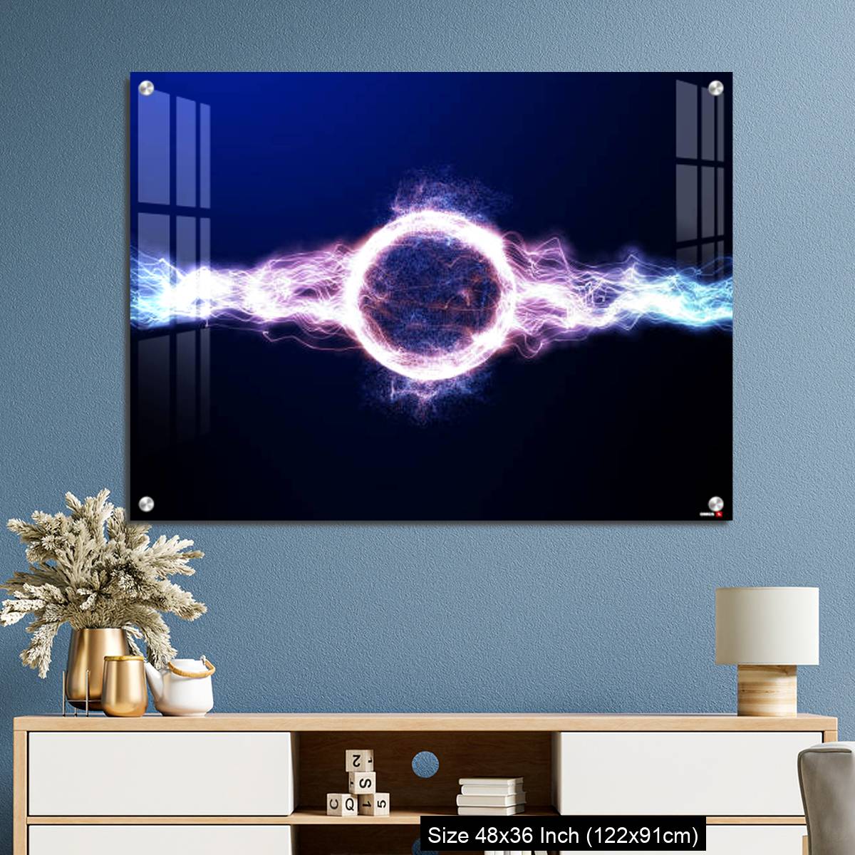 OMGs Acrylic Wall Decor – Global smart world thunder neon color light with ray light shining in space - Image 3