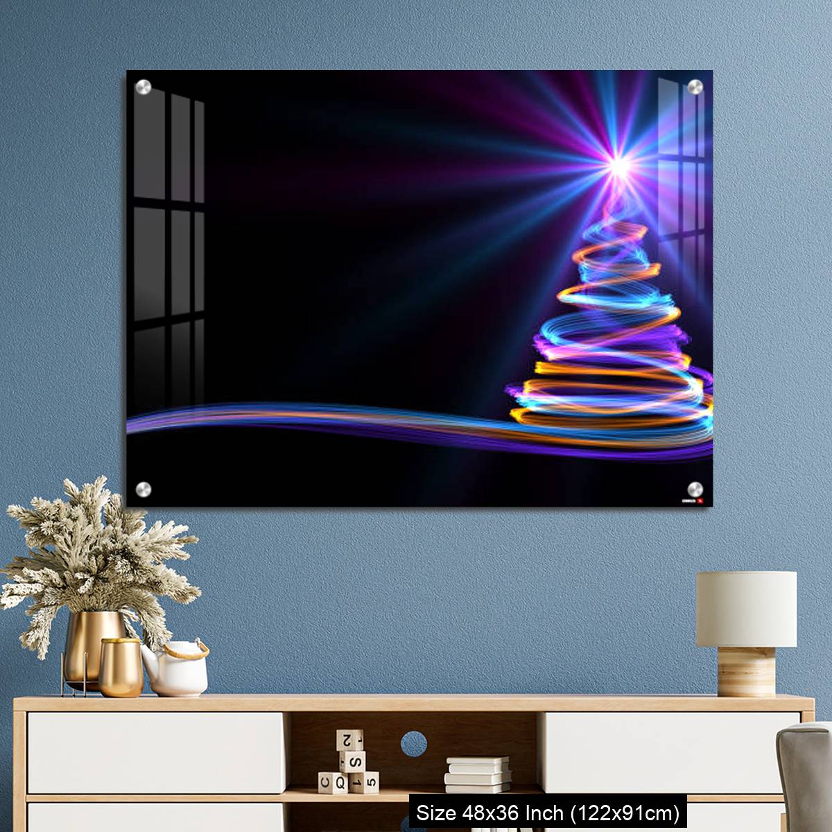OMGs Acrylic Wall Decor – Christmas Tree From Yellow, Blue And Purple Neon Streaks - Image 3