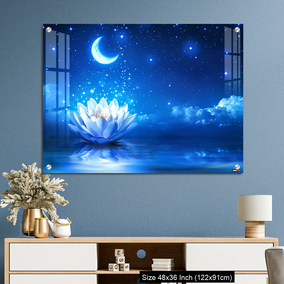 OMGs Acrylic Wall Decor – fairytale and magic blue background  - lily and moon - Image 3