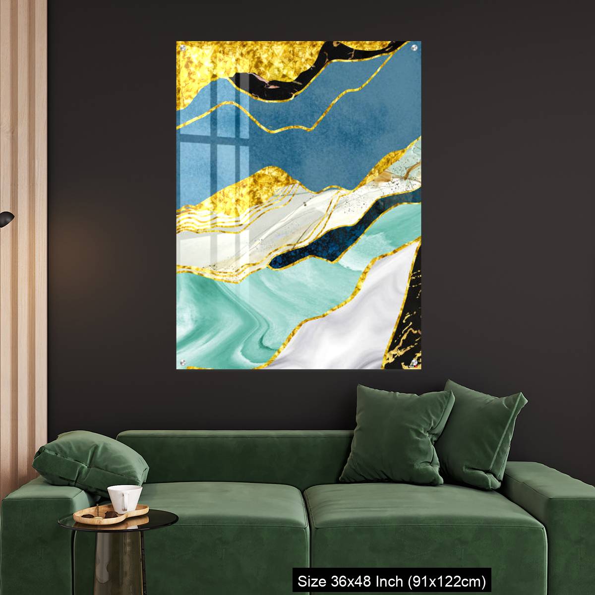 OMGs Acrylic Wall Decor – Golden, blue, turquoise, black, gray, white and gray background - Image 4