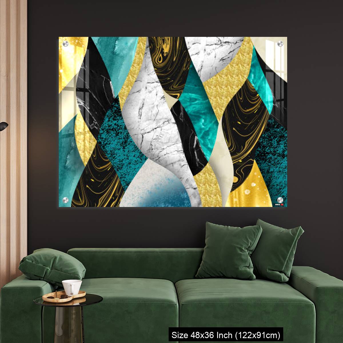 OMGs Acrylic Wall Decor – Golden, blue, turquoise, black, gray, white and gray marble background - Image 4