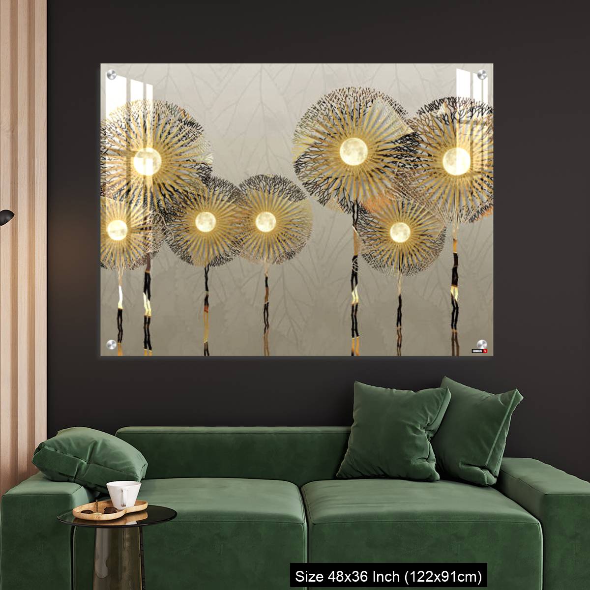 OMGs Acrylic Wall Decor – Golden silhouettes dandelion in light background - Image 4