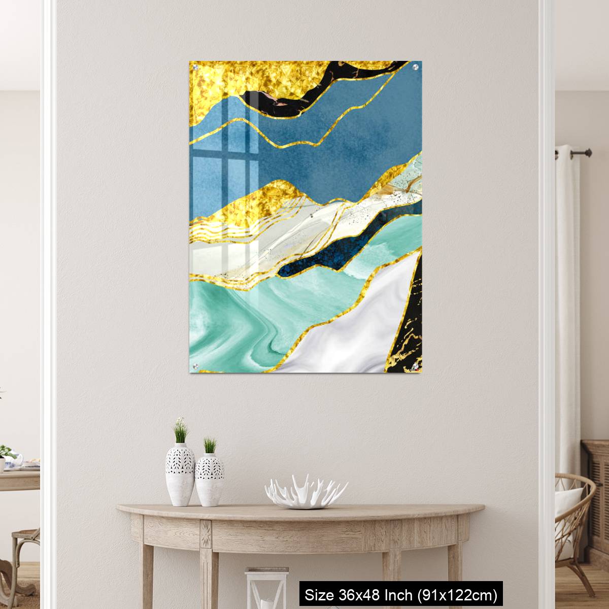 OMGs Acrylic Wall Decor – Golden, blue, turquoise, black, gray, white and gray background - Image 5