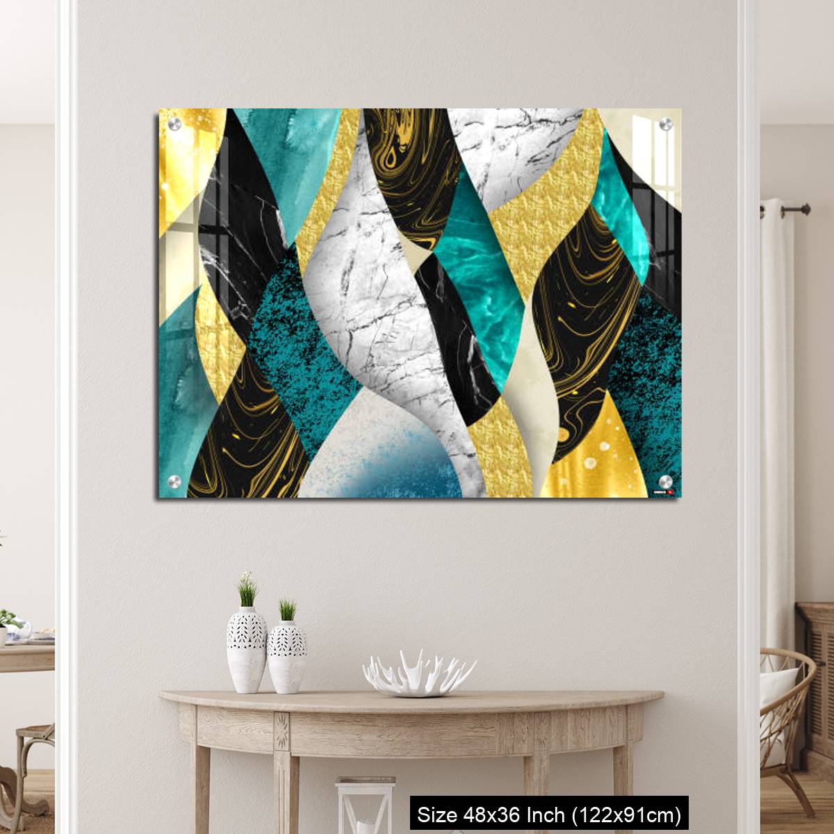 OMGs Acrylic Wall Decor – Golden, blue, turquoise, black, gray, white and gray marble background - Image 5