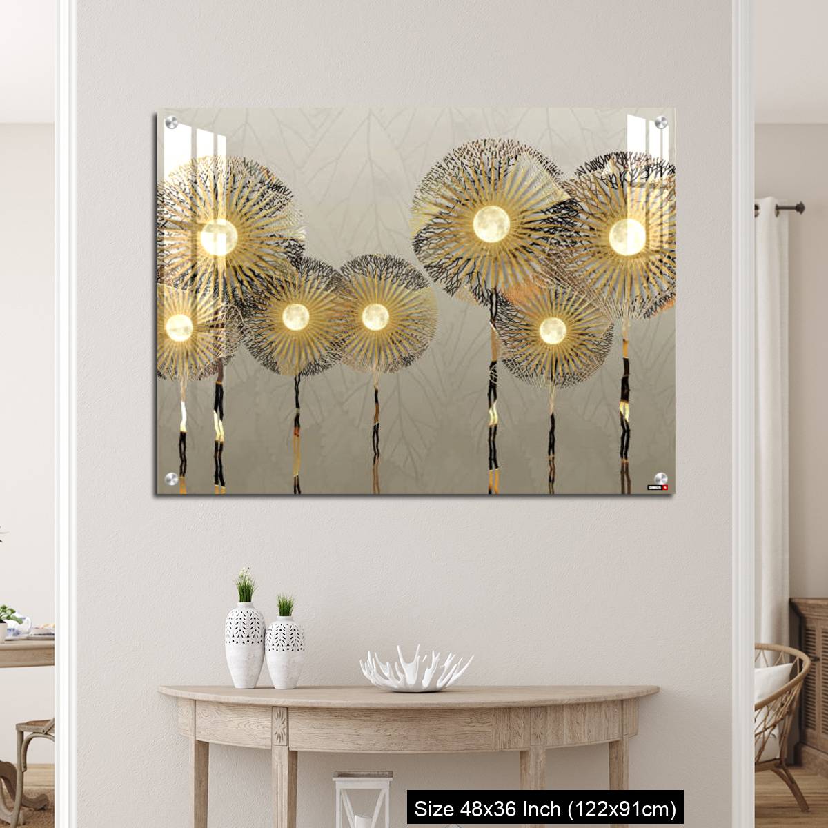 OMGs Acrylic Wall Decor – Golden silhouettes dandelion in light background - Image 5