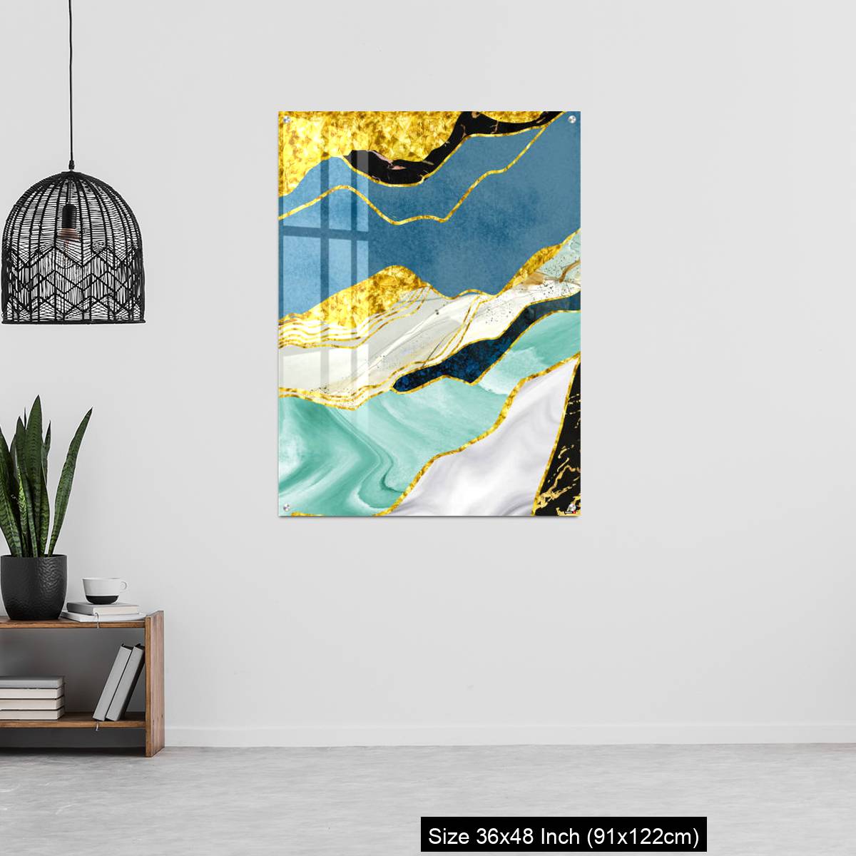 OMGs Acrylic Wall Decor – Golden, blue, turquoise, black, gray, white and gray background - Image 6