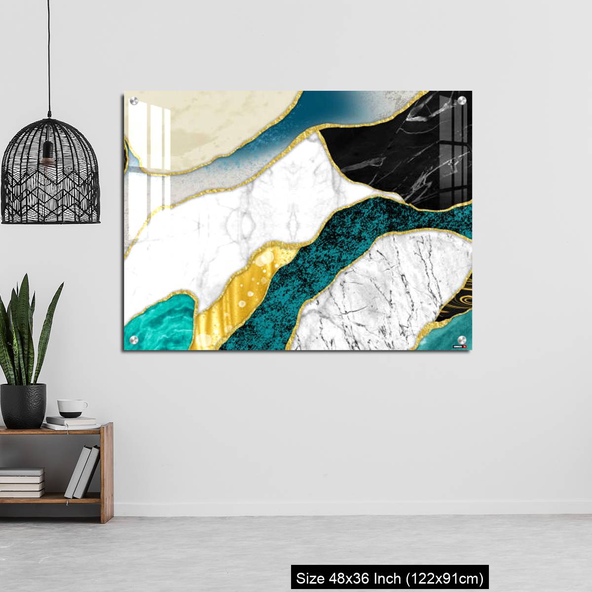 OMGs Acrylic Wall Decor – Resin geode and abstract art, functional art, like watercolor geode painting. golden, blue, turquoise, black, gray, white and gray background - Image 6
