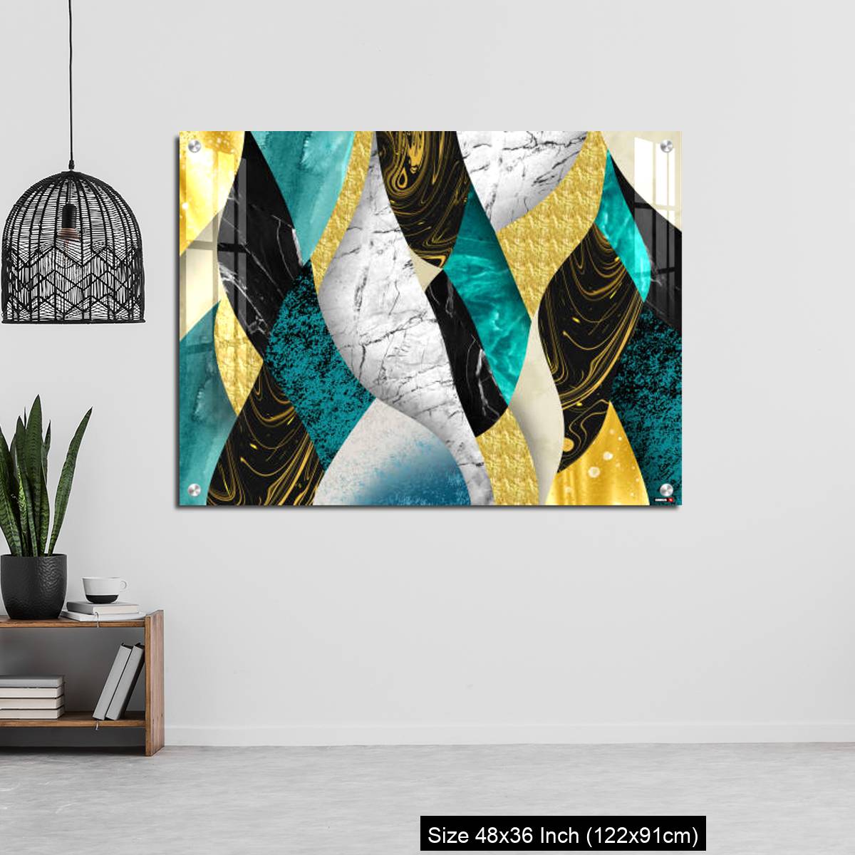 OMGs Acrylic Wall Decor – Golden, blue, turquoise, black, gray, white and gray marble background - Image 6
